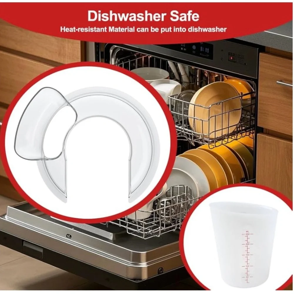 Pouring Shield and Measuring Cup Accessory For Mixer  Kitchen‎ Aid Compatible